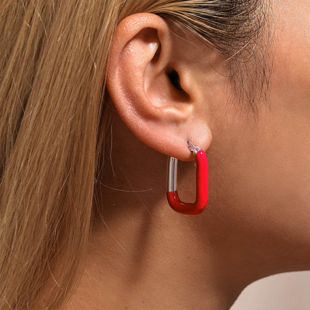Stainless Steel Drip Oil Contrast Earring - Delanoir
