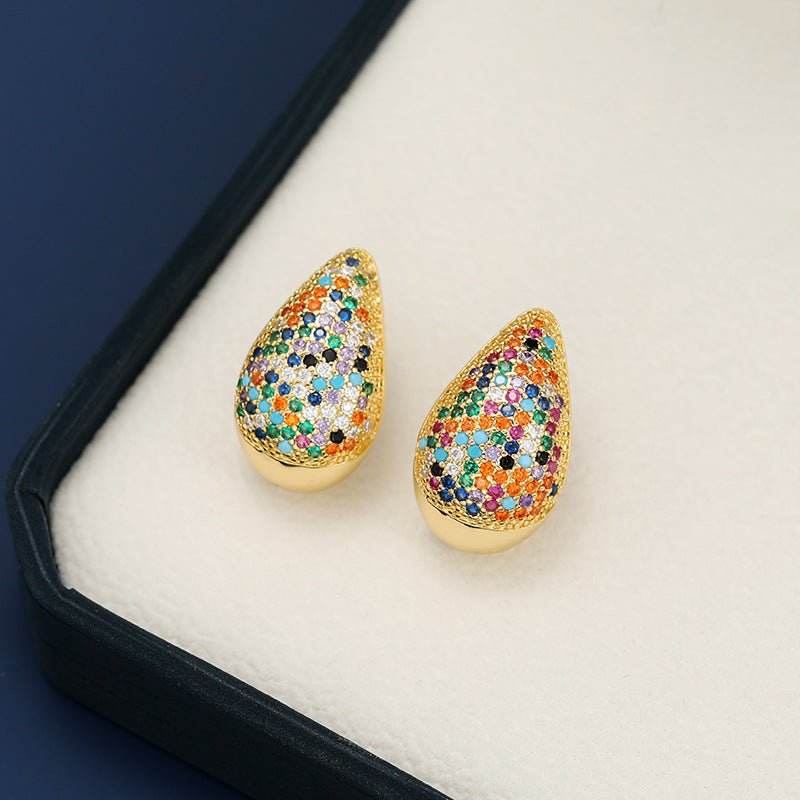18K Gold-Plated Zircon Teardrop Earring - Delanoir