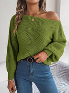 Openwork Long Sleeve Sweater - Delanoir