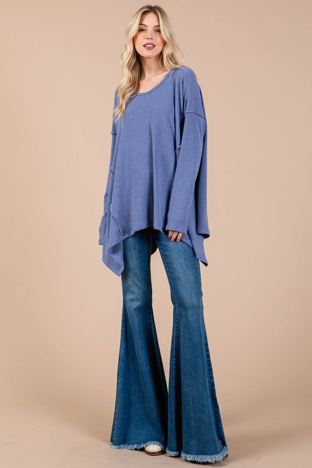 Ces Femme Asymmetrical Long Sleeve top - Delanoir