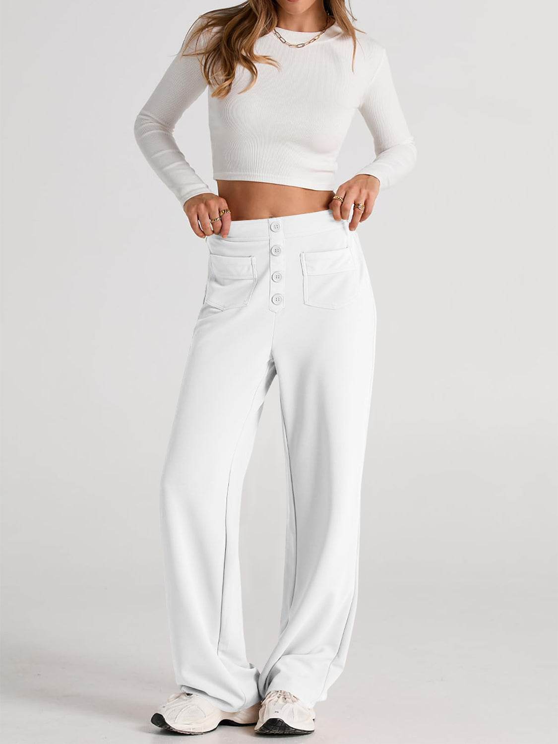 High Waist Wide Leg Pants - Delanoir