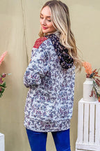 And The Why Printed Half Zip Up Long Sleeve Hoodie - Delanoir