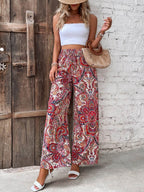 Printed Wide Leg Pants - Delanoir