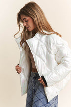 J.NNA Quilted Mock Neck Puffer Jacket - Delanoir