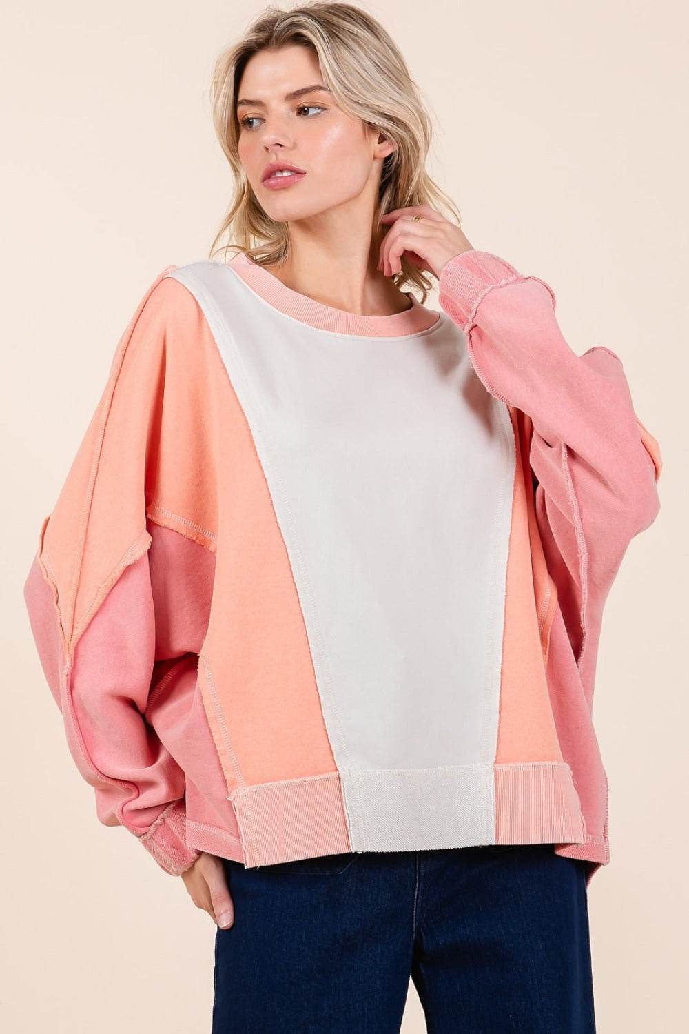Mittoshop Mineral Wash Color Block Sweatshirt - Delanoir
