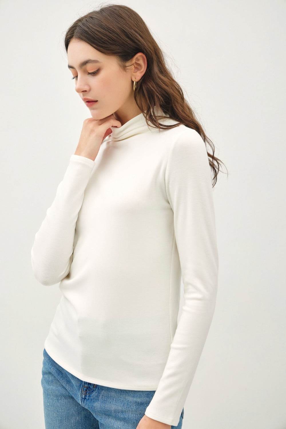 Be Cool Mock Neck Long Sleeve T-Shirt - Delanoir