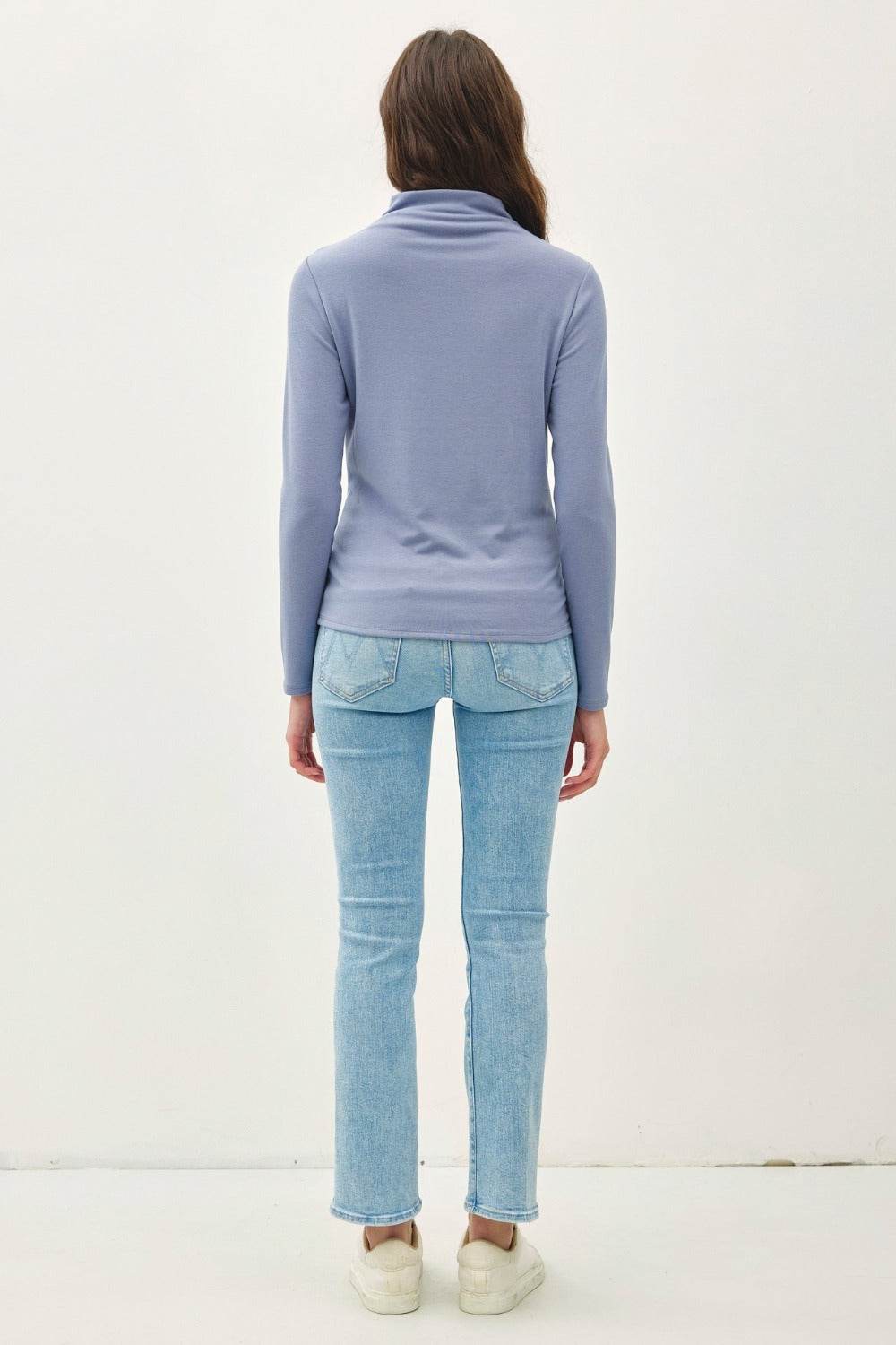 Be Cool Mock Neck Long Sleeve T-Shirt - Delanoir