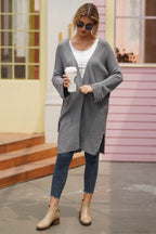 Open Front Long Sleeve Cardigan - Delanoir