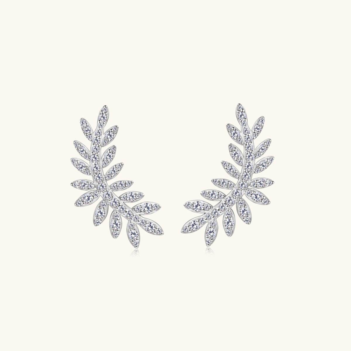 Moissanite 925 Sterling Silver Leaf Shape Stud Earrings - Delanoir