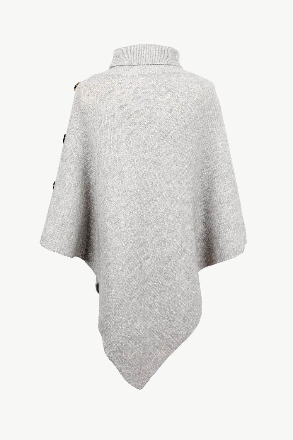 Turtleneck Buttoned Poncho - Delanoir