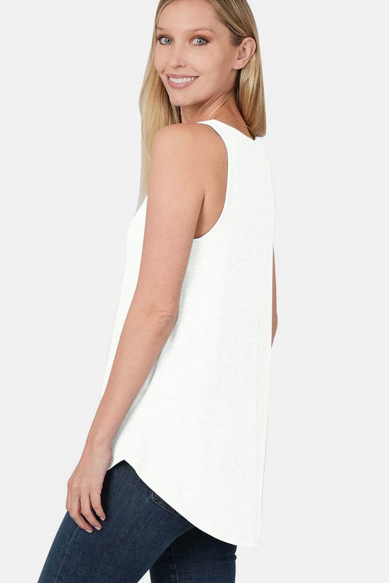 Zenana Round Neck Curved Hem Tank - Delanoir