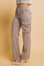 Love Tree High Rise Cargo Pants with Pockets - Delanoir