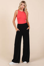 Mittoshop Elastic Waist Pants with Side Pockets - Delanoir