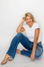 bytos Full Size Distressed High Rise Jeans with Pockets - Delanoir