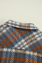 Plaid Collared Neck Jacket with Chest Pockets - Delanoir
