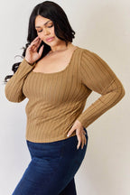 Basic Bae Full Size Ribbed Long Sleeve T-Shirt - Delanoir
