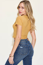 Basic Bae Full Size Ribbed Round Neck Short Sleeve T-Shirt - Delanoir
