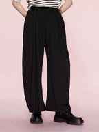 Elastic Waist Wide Leg Pants with Pockets - Delanoir