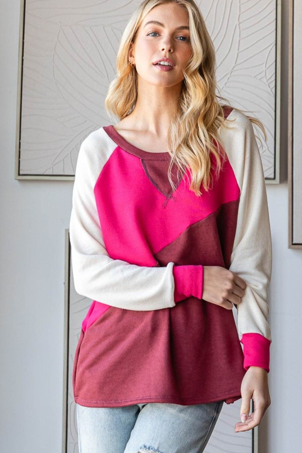 HOPELY Color Block Long Sleeve T-Shirt - Delanoir