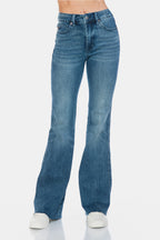 Judy Blue Full Size Tummy Control Cut Hem Flare Jeans - Delanoir