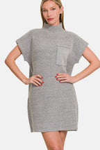 Zenana Short Sleeve Sweater Mini Dress - Delanoir