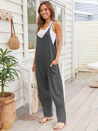 V-Neck Spaghetti Strap Jumpsuit - Delanoir