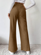 Ribbed High Waist Pants - Delanoir