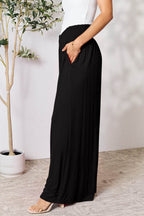 Double Take Full Size Smocked Wide Waistband Wide Leg Pants - Delanoir