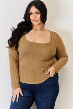 Basic Bae Full Size Ribbed Long Sleeve T-Shirt - Delanoir