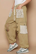 POL Crochet Patch Distressed Washed Jeans - Delanoir