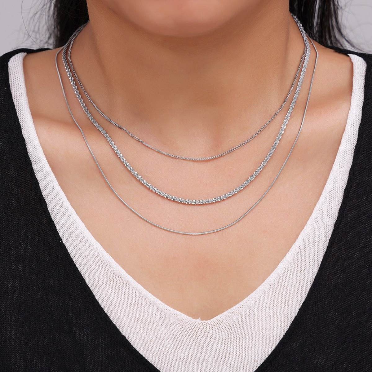 Titanium Steel Three-Layered Necklace - Delanoir