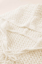Openwork Lace-Up Hooded Sweater - Delanoir