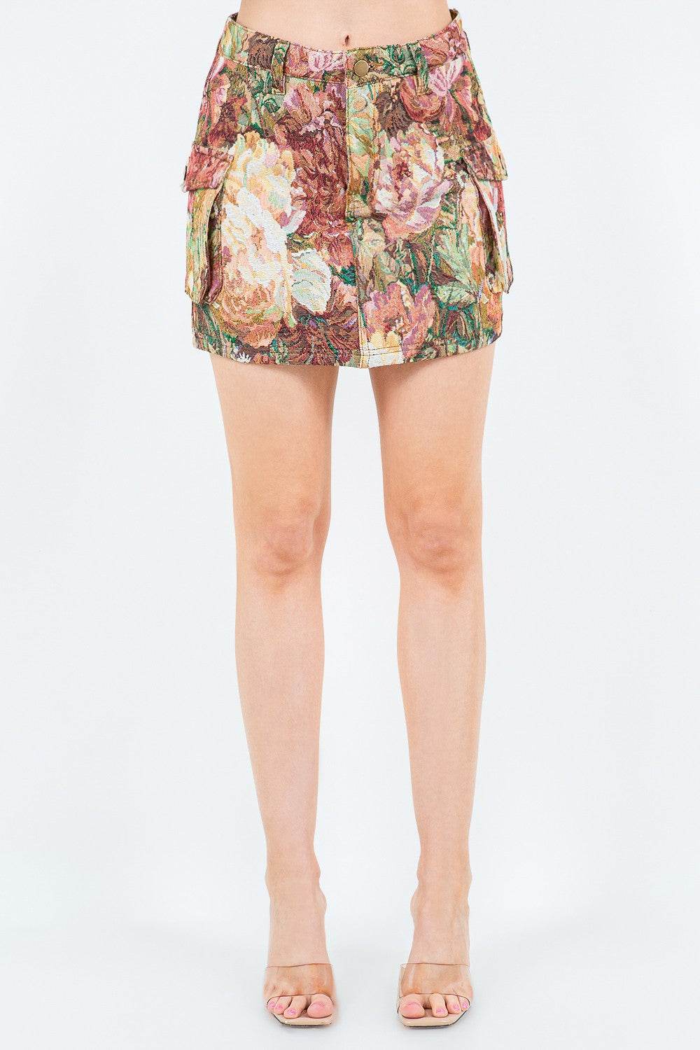 American Bazi Jacquard Weave Cargo Pocket Skirt - Delanoir