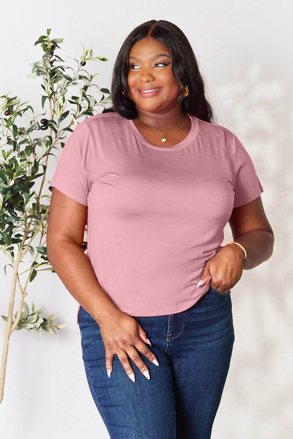 Basic Bae Full Size Round Neck Short Sleeve T-Shirt - Delanoir