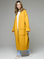 Pocketed Open Front Dropped Shoulder Cardigan - Delanoir