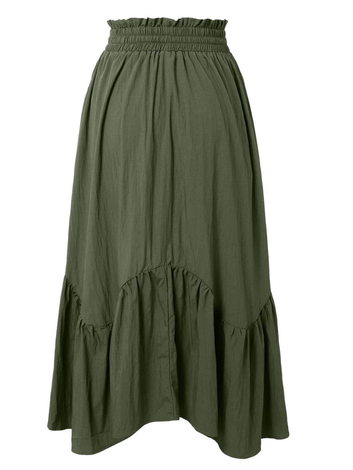 Smocked Waist Band Ruched Layered Skirt - Delanoir