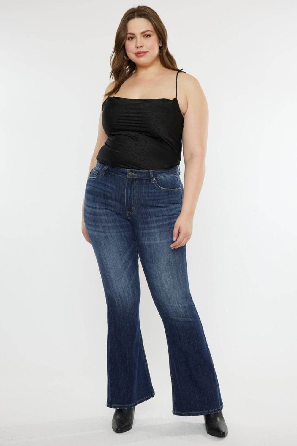 Kancan Full Size Mid Rise Slim Flare Jeans - Delanoir