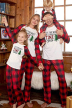 Slogan Graphic Top and Plaid Pants Set - Delanoir