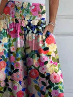 Full Size Smocked Wide Leg Pants with Pockets - Delanoir