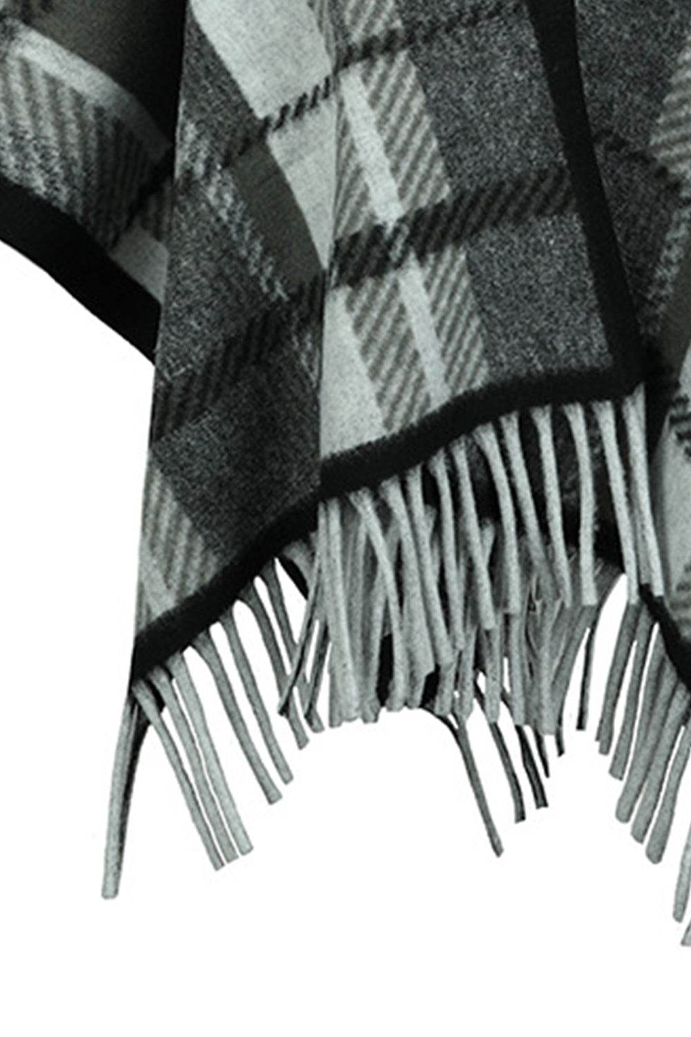 Cloak Sleeve Fringe Detail Poncho - Delanoir