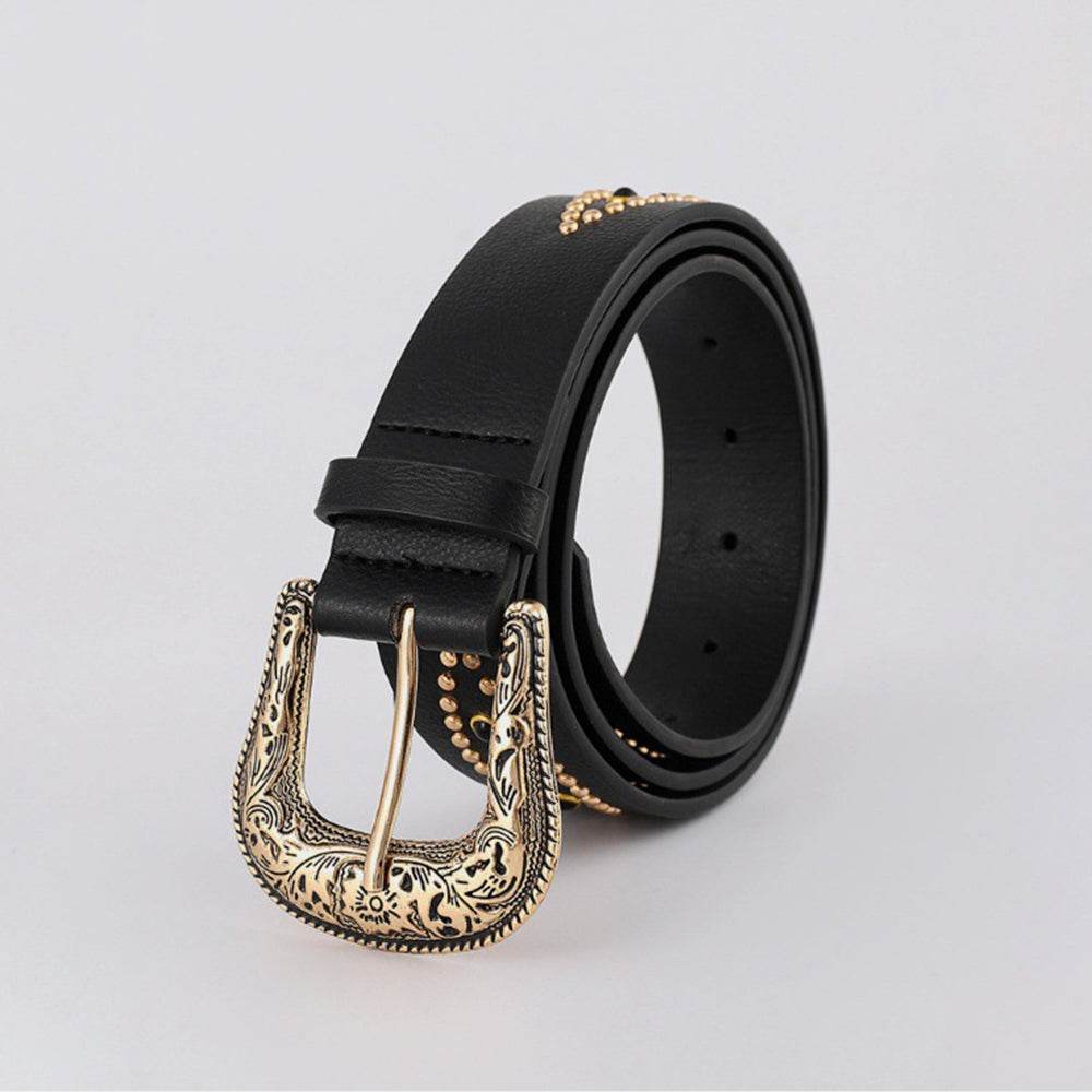 PU Leather Rhinestone Belt - Delanoir