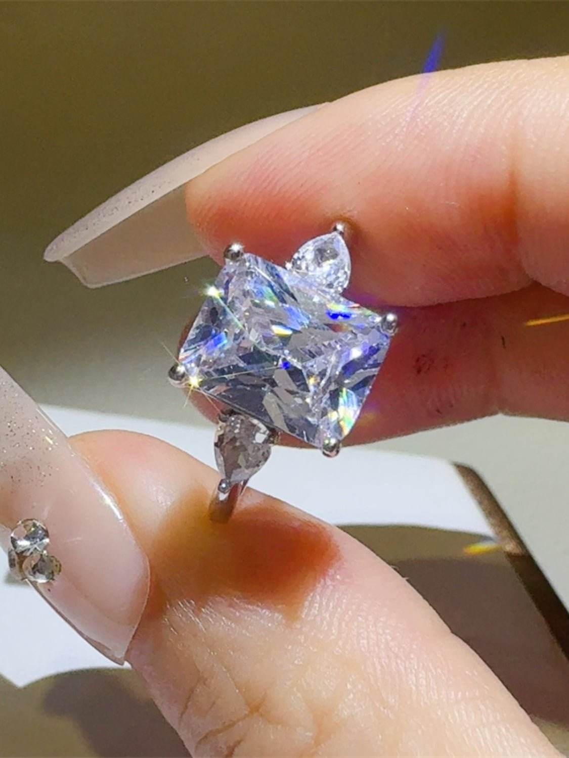 3 Carat Moissanite 925 Sterling Silver Square Shape Ring - Delanoir