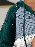 Color Block Drawstring Hooded Sweater - Delanoir