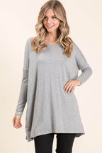 BOMBOM Round Neck Long Sleeve Oversized Top - Delanoir