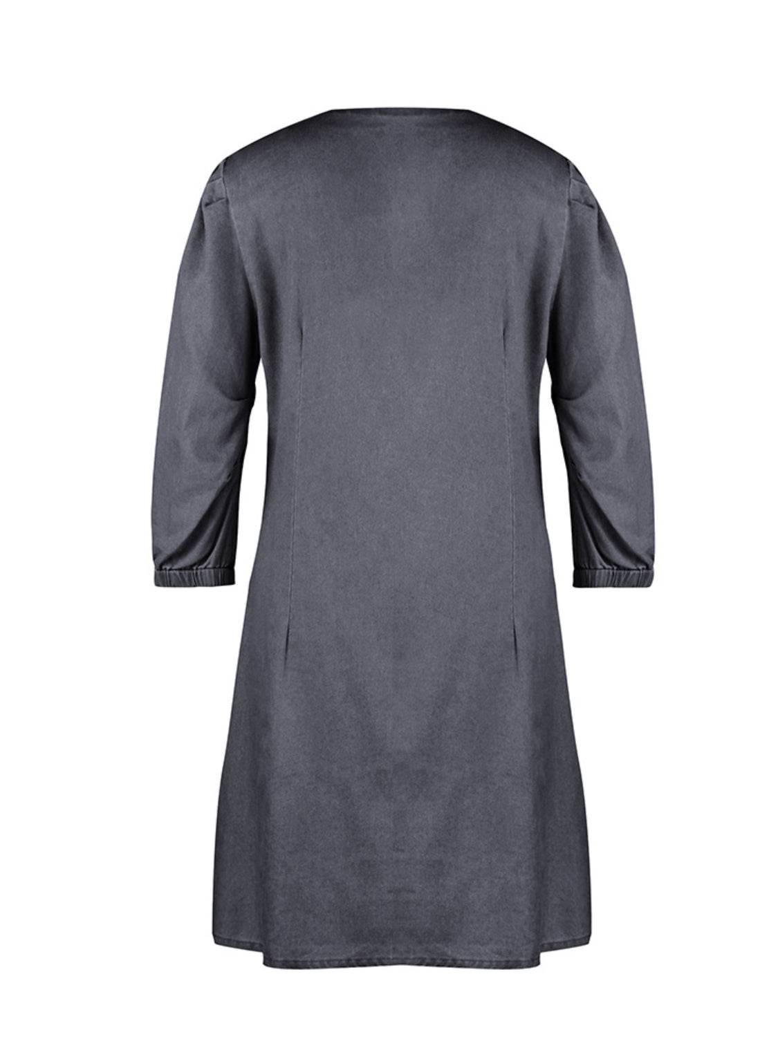 Full Size V-Neck Half Sleeve Dress - Delanoir