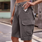 Denim Cargo Shorts with Pockets - Delanoir