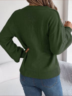 Cable-Knit Buttoned V-Neck Sweater - Delanoir