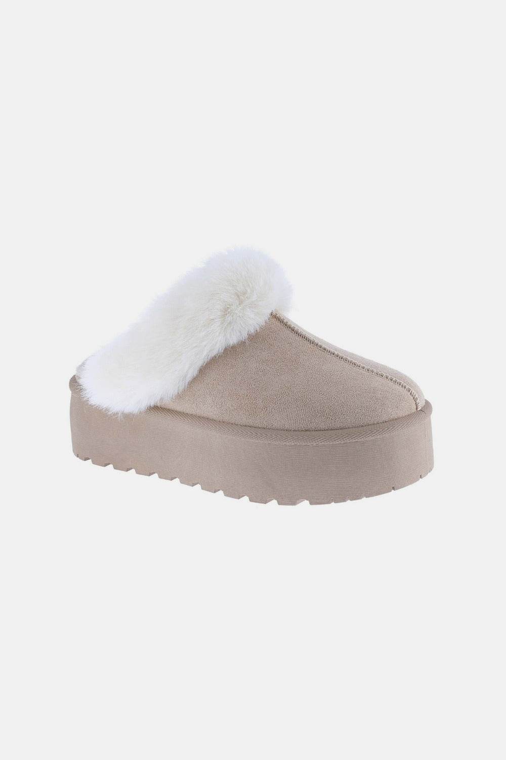 Weeboo Thick Bottom Fur Trim Snow Slippers - Delanoir