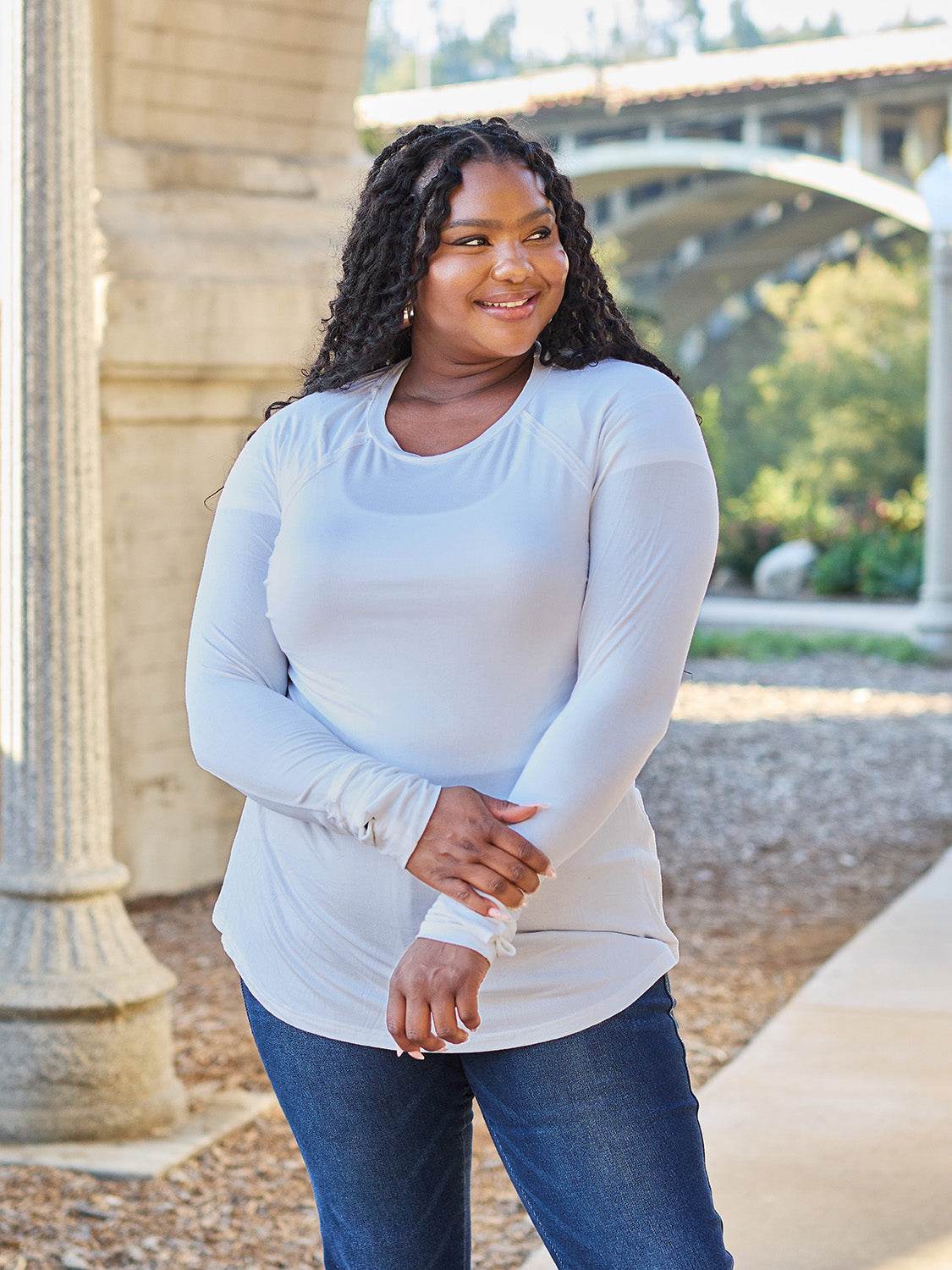 Basic Bae Full Size Round Neck Long Sleeve T-Shirt - Delanoir