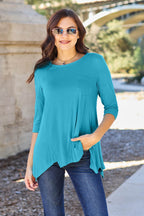 Basic Bae Full Size Round Neck Pocketed T-Shirt - Delanoir